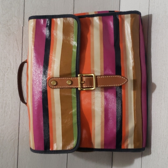 Fossil canvas coated multicolor striped crossbody messager bag - Picture 1 of 9